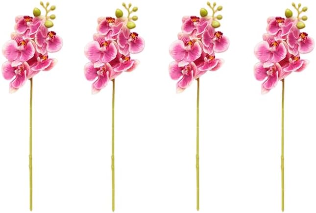 4-Pcs Artificial Flowers Real Touch Latex Phalaenopsis 17.7inch Artificial Orchid Stem Bouquets for Wedding Party Home Garden Decor,Light Pink
