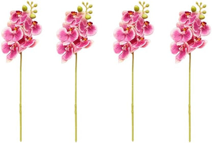 4-Pcs Artificial Flowers Real Touch Latex Phalaenopsis 17.7inch Artificial Orchid Stem Bouquets for Wedding Party Home Garden Decor,Light Pink