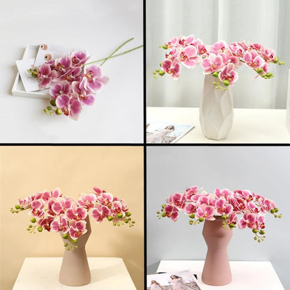 4-Pcs Artificial Flowers Real Touch Latex Phalaenopsis 17.7inch Artificial Orchid Stem Bouquets for Wedding Party Home Garden Decor,Light Pink