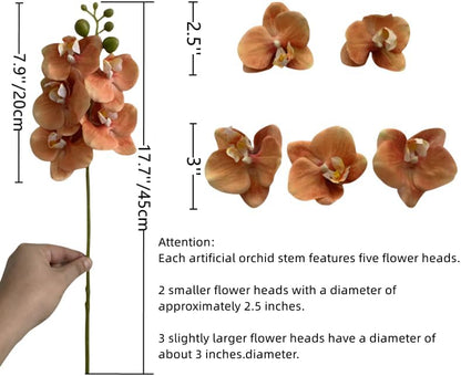 4-Pcs Artificial Flowers Real Touch Latex Phalaenopsis 17.7inch Artificial Orchid Stem Bouquets for Wedding Party Home Garden Decor,Light Pink