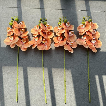 4-Pcs Artificial Flowers Real Touch Latex Phalaenopsis 17.7inch Artificial Orchid Stem Bouquets for Wedding Party Home Garden Decor,Light Pink