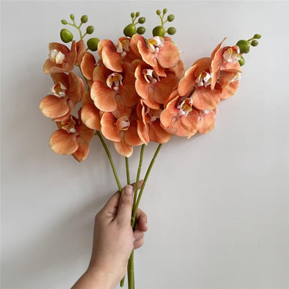 4-Pcs Artificial Flowers Real Touch Latex Phalaenopsis 17.7inch Artificial Orchid Stem Bouquets for Wedding Party Home Garden Decor,Light Pink