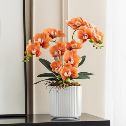 4-Pcs Artificial Flowers Real Touch Latex Phalaenopsis 17.7inch Artificial Orchid Stem Bouquets for Wedding Party Home Garden Decor,Light Pink