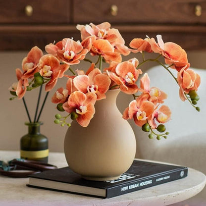 4-Pcs Artificial Flowers Real Touch Latex Phalaenopsis 17.7inch Artificial Orchid Stem Bouquets for Wedding Party Home Garden Decor,Light Pink