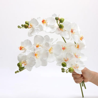 4-Pcs Artificial Flowers Real Touch Latex Phalaenopsis 17.7inch Artificial Orchid Stem Bouquets for Wedding Party Home Garden Decor,Light Pink