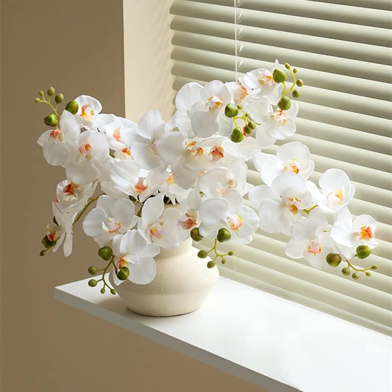4-Pcs Artificial Flowers Real Touch Latex Phalaenopsis 17.7inch Artificial Orchid Stem Bouquets for Wedding Party Home Garden Decor,Light Pink