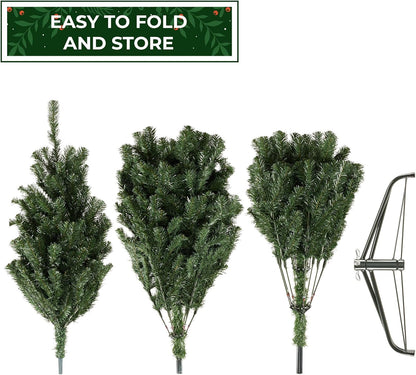 7.5FT Realistic Green Spruce Unlit Artificial Holiday Christmas Tree with Sturdy Metal Stand
