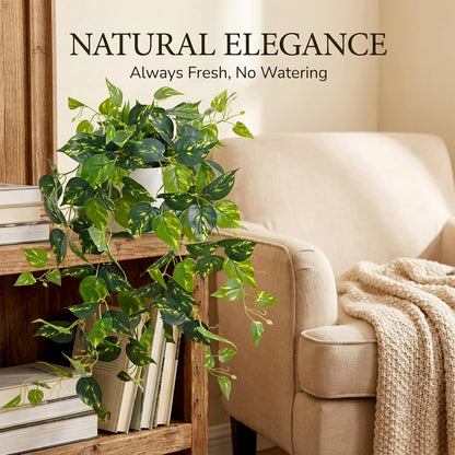 Artificial Boston Fern | Maintenance-free, Realistic Durable, Fake Pothos for Living Room Office Bedroom Bathroom Kitchen Shelves Indoor Home Decor