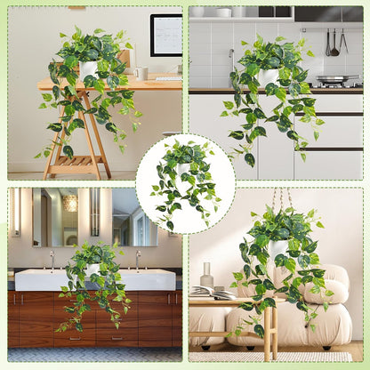 Artificial Boston Fern | Maintenance-free, Realistic Durable, Fake Pothos for Living Room Office Bedroom Bathroom Kitchen Shelves Indoor Home Decor