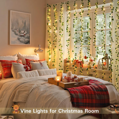 Vine Curtain Lights, 200 LED Vines with Fairy Lights for Bedroom