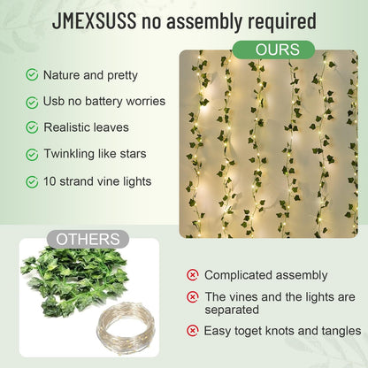 Vine Curtain Lights, 200 LED Vines with Fairy Lights for Bedroom