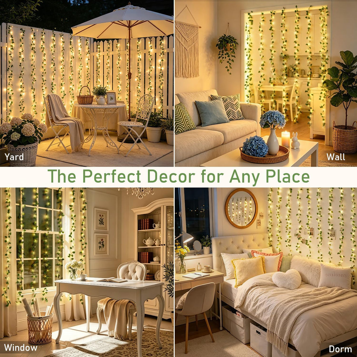 Vine Curtain Lights, 200 LED Vines with Fairy Lights for Bedroom