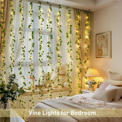 Vine Curtain Lights, 200 LED Vines with Fairy Lights for Bedroom