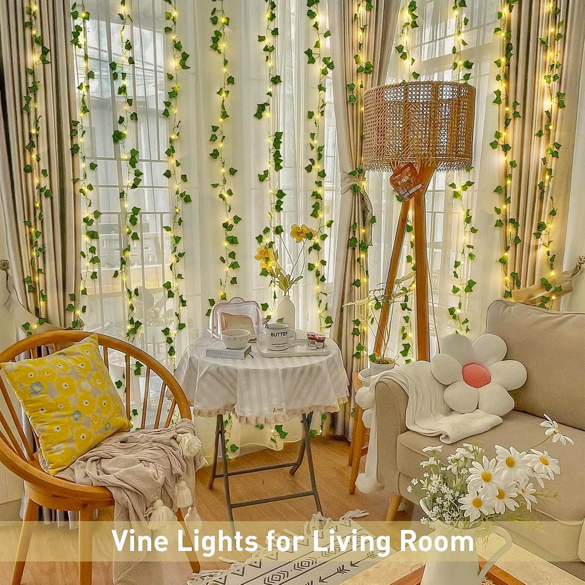 Vine Curtain Lights, 200 LED Vines with Fairy Lights for Bedroom