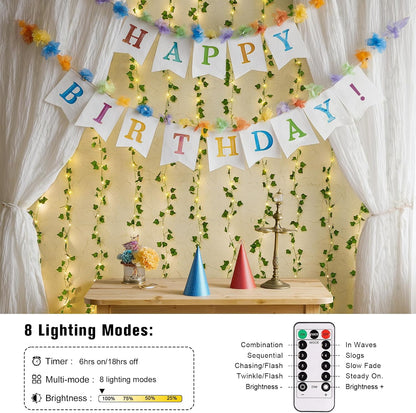 Vine Curtain Lights, 200 LED Vines with Fairy Lights for Bedroom