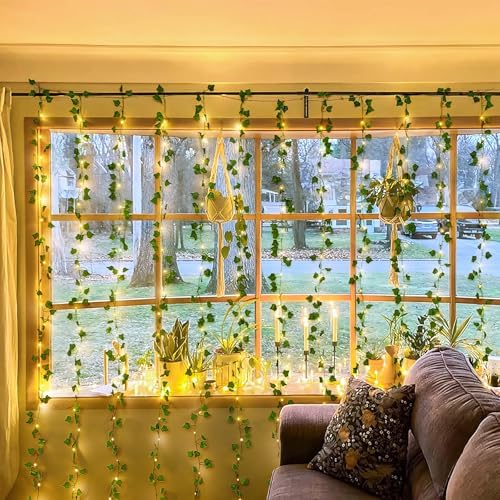 Vine Curtain Lights, 200 LED Vines with Fairy Lights for Bedroom