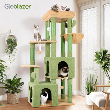Heavy Duty Cactus Cat Trees for Big Cats Maine Coon, F61, Green