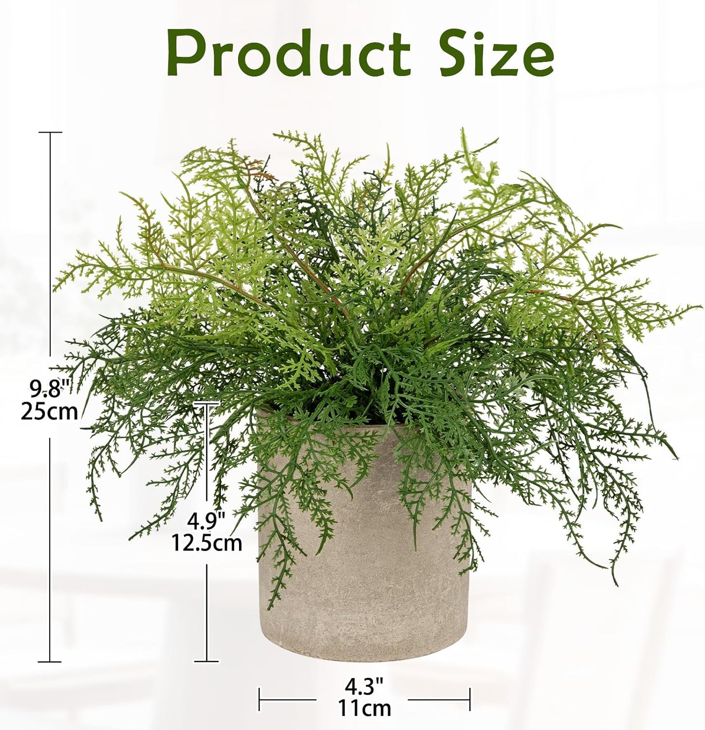 Small Fake Plant Potted Plants Artificial Decor Plastic Asparagus Ferns Plant Faux Plants in Pots for Home Living Room Bedroom Desk Shelf Farmhouse Decoration