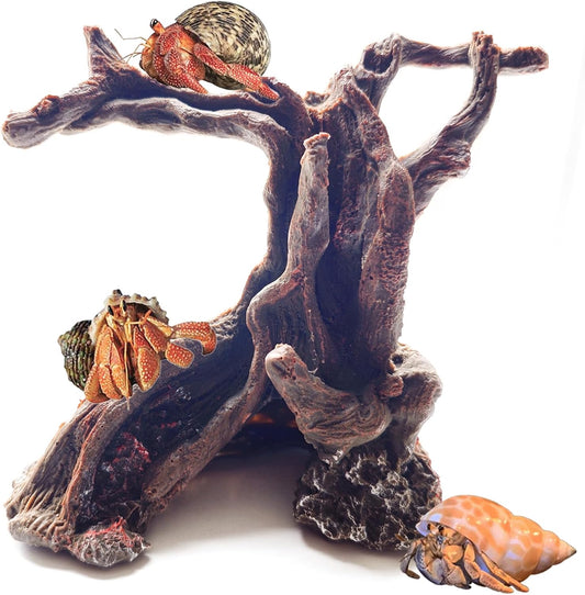 Hermit Crab Climbing Toys Aquarium Decorations Artificial Tree Trunk Ornaments Betta Fish Hideout Caves Reptile Habitat Decor Accessories for Leopards Geckos Lizards