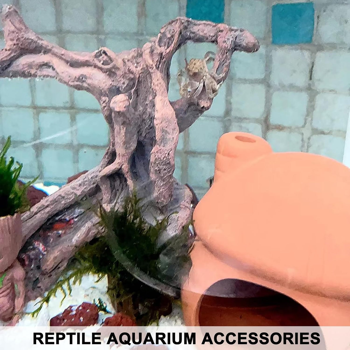 Hermit Crab Climbing Toys Aquarium Decorations Artificial Tree Trunk Ornaments Betta Fish Hideout Caves Reptile Habitat Decor Accessories for Leopards Geckos Lizards