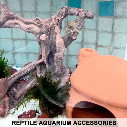 Hermit Crab Climbing Toys Aquarium Decorations Artificial Tree Trunk Ornaments Betta Fish Hideout Caves Reptile Habitat Decor Accessories for Leopards Geckos Lizards