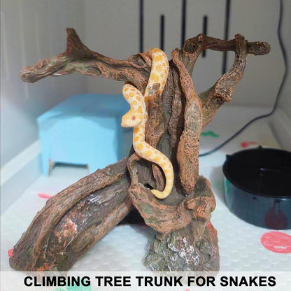 Hermit Crab Climbing Toys Aquarium Decorations Artificial Tree Trunk Ornaments Betta Fish Hideout Caves Reptile Habitat Decor Accessories for Leopards Geckos Lizards
