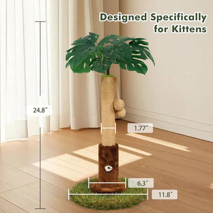 Cat Scratching Post for Indoor Cats and Kitten - 35.43" Tall Cat Scratching Post with Sisal Rope,Palm Tree Cat Scratch Post with Hanging Ball