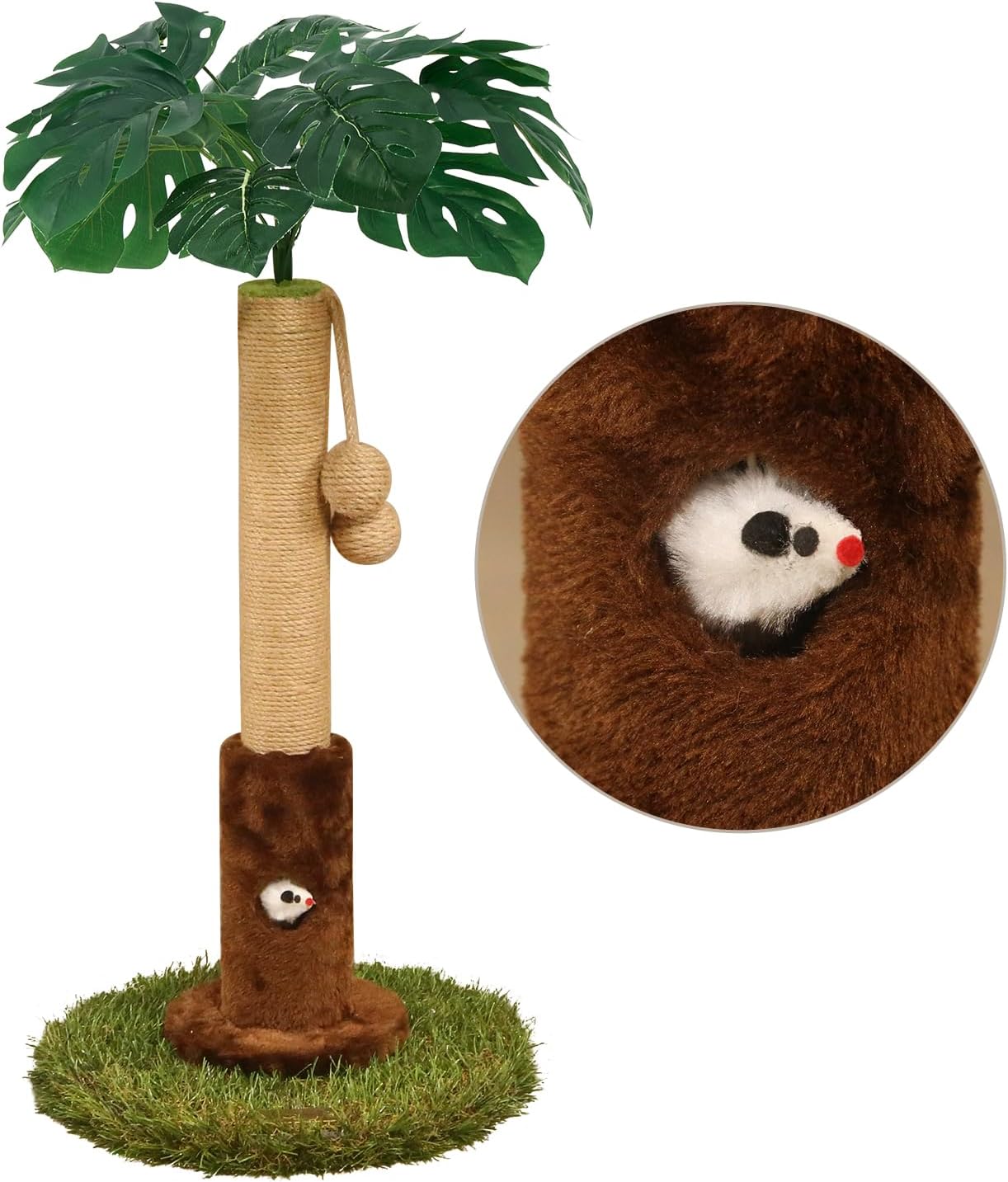 Cat Scratching Post for Indoor Cats and Kitten - 35.43" Tall Cat Scratching Post with Sisal Rope,Palm Tree Cat Scratch Post with Hanging Ball