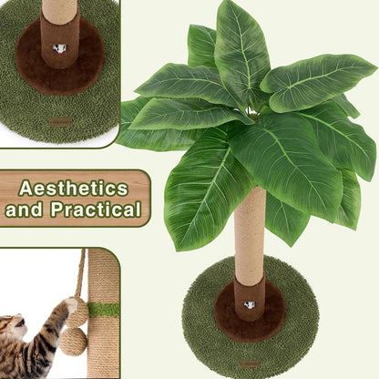 Cat Scratching Post for Indoor Cats and Kitten - 35.43" Tall Cat Scratching Post with Sisal Rope,Palm Tree Cat Scratch Post with Hanging Ball