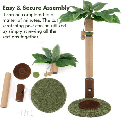 Cat Scratching Post for Indoor Cats and Kitten - 35.43" Tall Cat Scratching Post with Sisal Rope,Palm Tree Cat Scratch Post with Hanging Ball