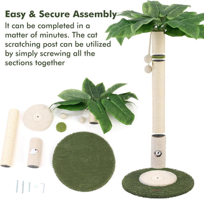 Cat Scratching Post for Indoor Cats and Kitten - 35.43" Tall Cat Scratching Post with Sisal Rope,Palm Tree Cat Scratch Post with Hanging Ball