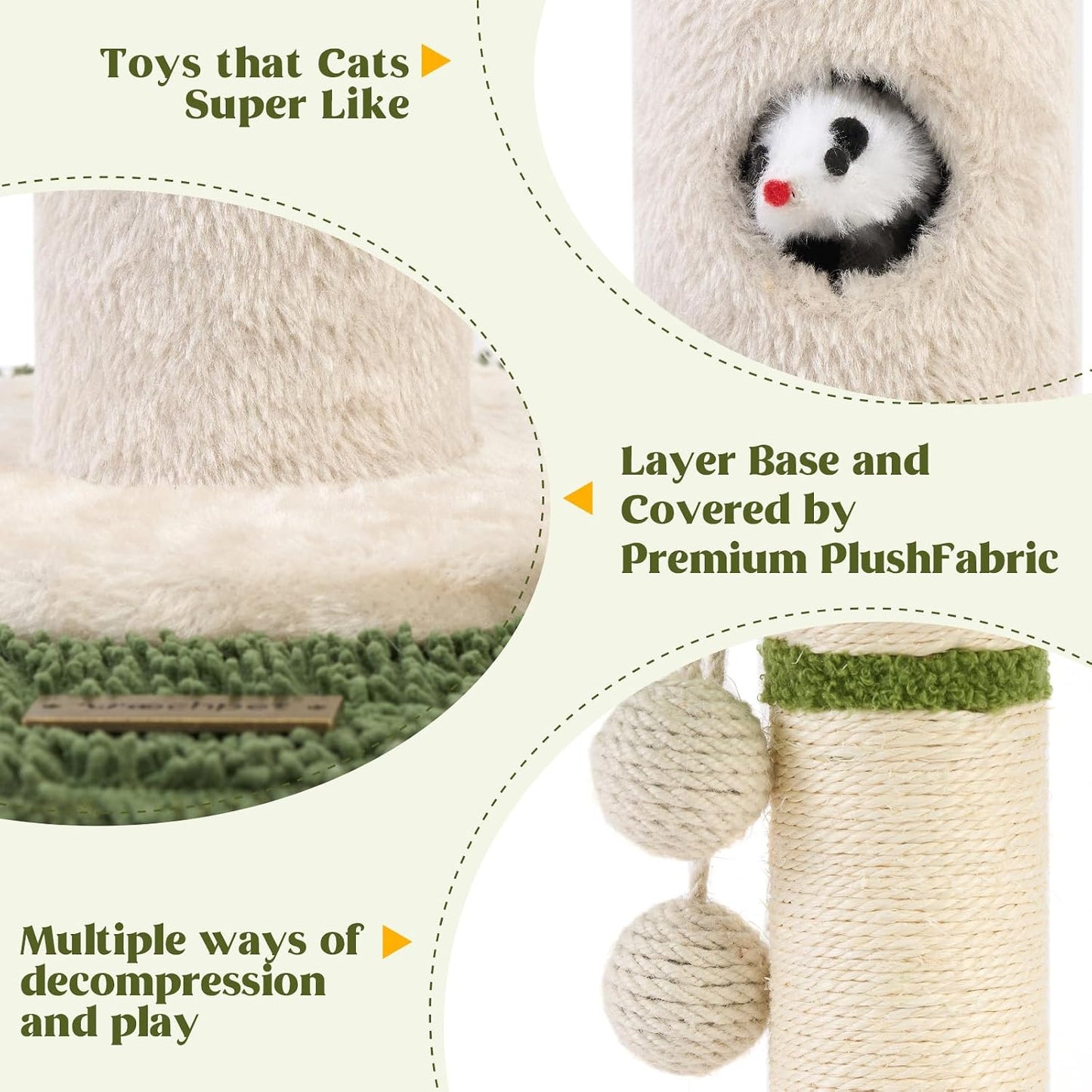 Cat Scratching Post for Indoor Cats and Kitten - 35.43" Tall Cat Scratching Post with Sisal Rope,Palm Tree Cat Scratch Post with Hanging Ball