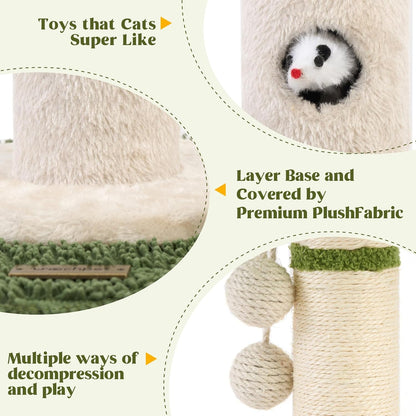 Cat Scratching Post for Indoor Cats and Kitten - 35.43" Tall Cat Scratching Post with Sisal Rope,Palm Tree Cat Scratch Post with Hanging Ball