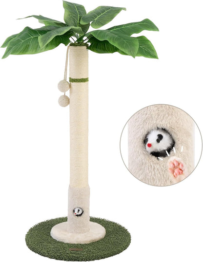 Cat Scratching Post for Indoor Cats and Kitten - 35.43" Tall Cat Scratching Post with Sisal Rope,Palm Tree Cat Scratch Post with Hanging Ball