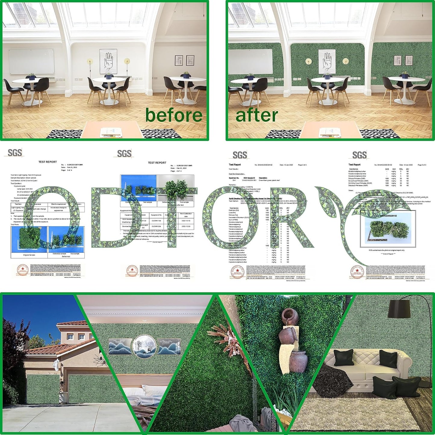 ODTORY Artificial Ivy Privacy Fence Wall Screen: 6FT X 12FT (72 sqft) | UV-Anti Faux Boxwood Roll Panels, Greenery Backdrop, Ivy Vine 4-Layer Leaves Hedges Covering, Indoor Outdoor Green Decor
