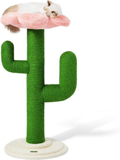 Cat Scratchers for Indoor Cats Cactus Cat Scratch Post Jute Rope, 31.5'' Tall Green Vertical Cactus Cat Tree Scratching Posts Protect Furniture