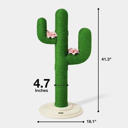 Cat Scratchers for Indoor Cats Cactus Cat Scratch Post Jute Rope, 31.5'' Tall Green Vertical Cactus Cat Tree Scratching Posts Protect Furniture