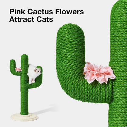 Cat Scratchers for Indoor Cats Cactus Cat Scratch Post Jute Rope, 31.5'' Tall Green Vertical Cactus Cat Tree Scratching Posts Protect Furniture