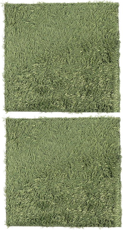 2pcs Crawling Carpets Moisturizing Artificial Grass Mats for Reptiles Amphibians Absorbent Natural Look Green