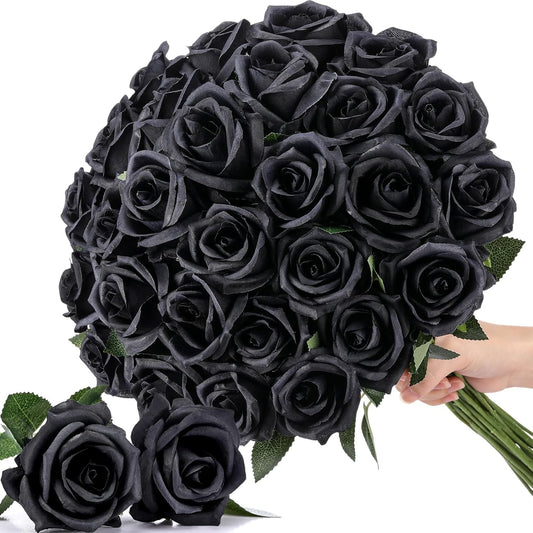 Thiccywoov 30 Pcs Rose Artificial Flowers in Bulk Lifelike Long Stem Silk Roses Bouquets Realistic Faux Flowers for Wedding Bridal Shower Home Decor Floral Arrangements Table Centerpiece(White)