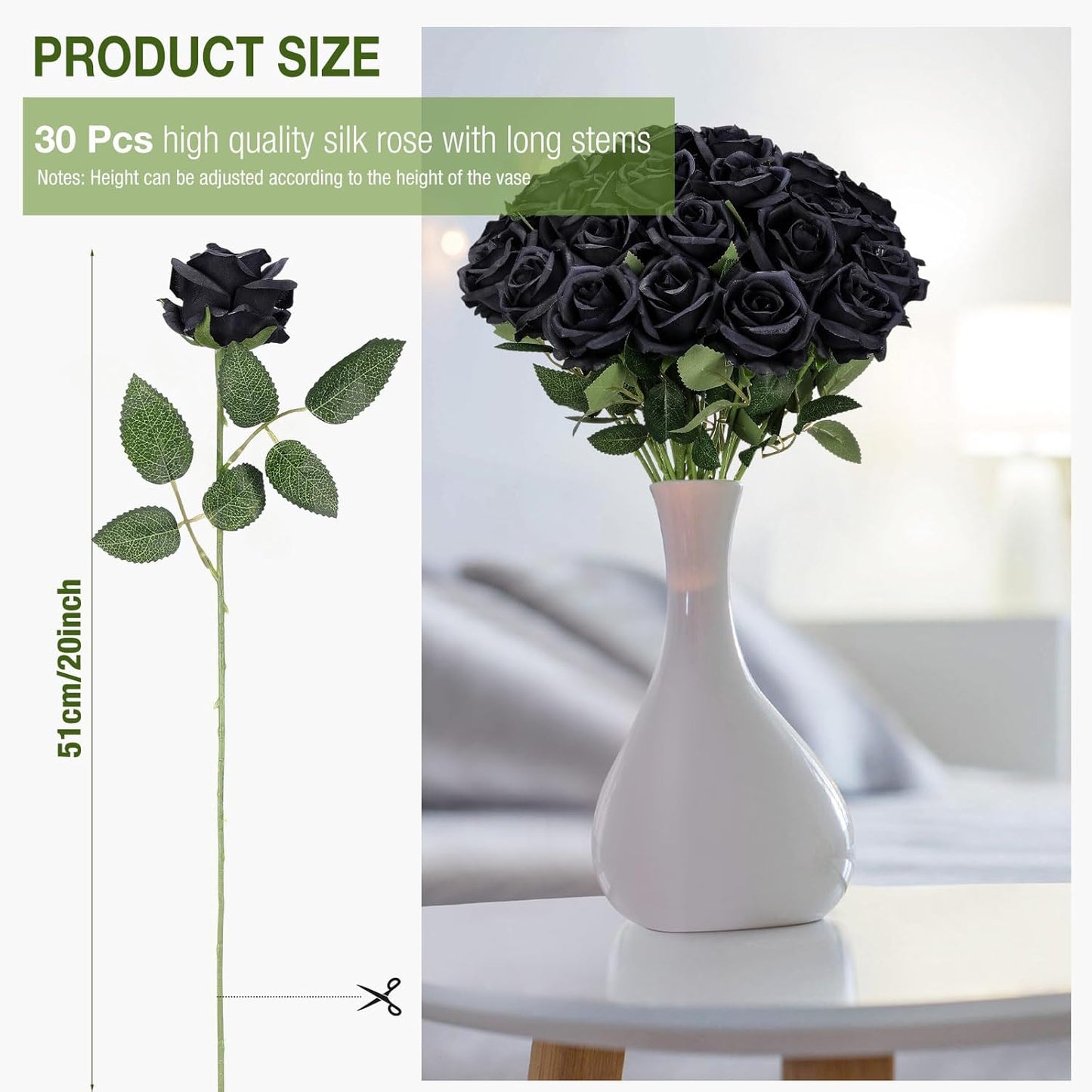 Thiccywoov 30 Pcs Rose Artificial Flowers in Bulk Lifelike Long Stem Silk Roses Bouquets Realistic Faux Flowers for Wedding Bridal Shower Home Decor Floral Arrangements Table Centerpiece(White)