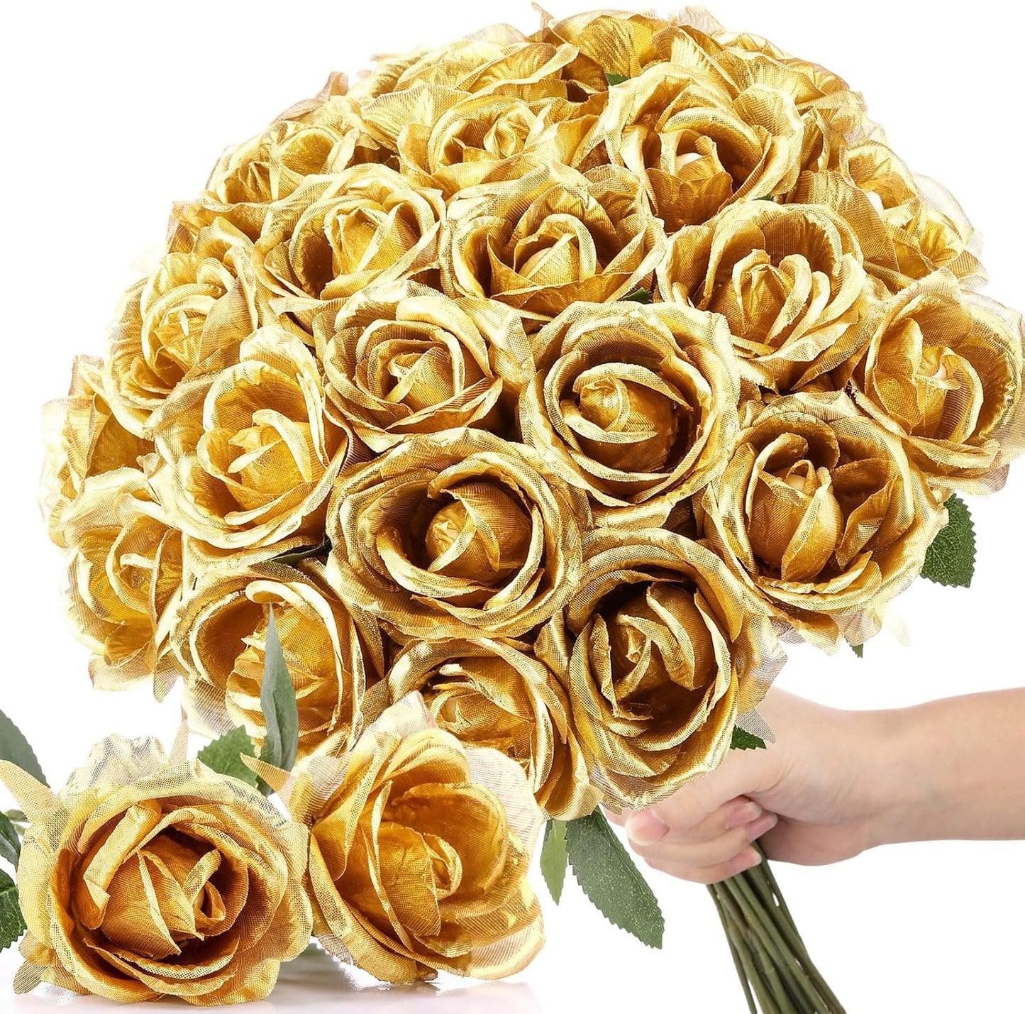 Thiccywoov 30 Pcs Rose Artificial Flowers in Bulk Lifelike Long Stem Silk Roses Bouquets Realistic Faux Flowers for Wedding Bridal Shower Home Decor Floral Arrangements Table Centerpiece(White)
