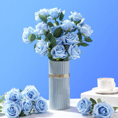Thiccywoov 30 Pcs Rose Artificial Flowers in Bulk Lifelike Long Stem Silk Roses Bouquets Realistic Faux Flowers for Wedding Bridal Shower Home Decor Floral Arrangements Table Centerpiece(White)