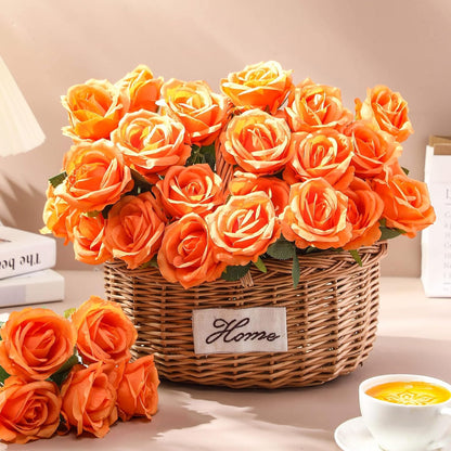 Thiccywoov 30 Pcs Rose Artificial Flowers in Bulk Lifelike Long Stem Silk Roses Bouquets Realistic Faux Flowers for Wedding Bridal Shower Home Decor Floral Arrangements Table Centerpiece(White)
