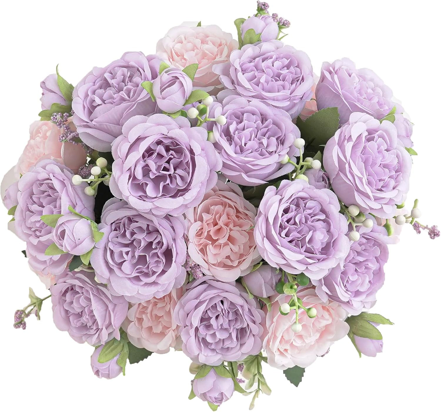 2 Bunches Artificial Peonies Flowers Small Silk Blue Peonies Fake Hydrangea Flowers Arrangements Table Centerpiece Faux Flores for Bridal Wedding Home Decor (2, Blue White)