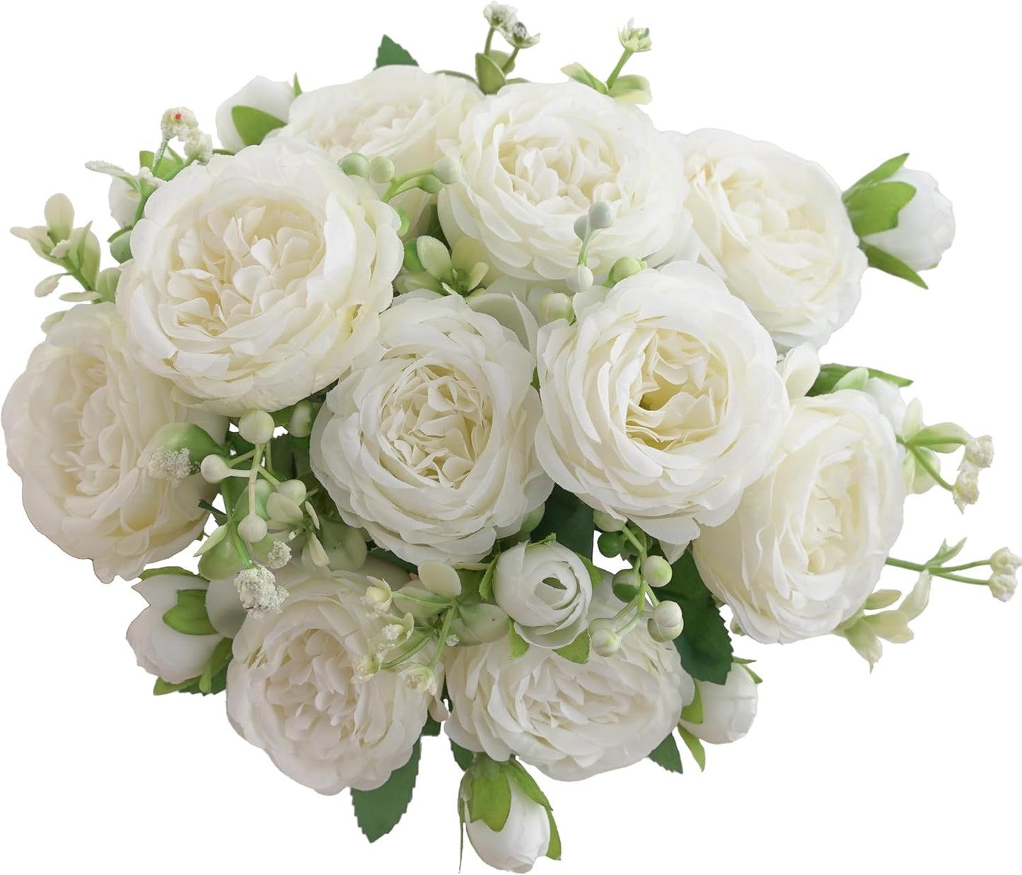 2 Bunches Artificial Peonies Flowers Small Silk Blue Peonies Fake Hydrangea Flowers Arrangements Table Centerpiece Faux Flores for Bridal Wedding Home Decor (2, Blue White)