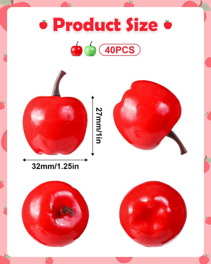 40 Pieces Mini Artificial Apples Mini Fake Apples