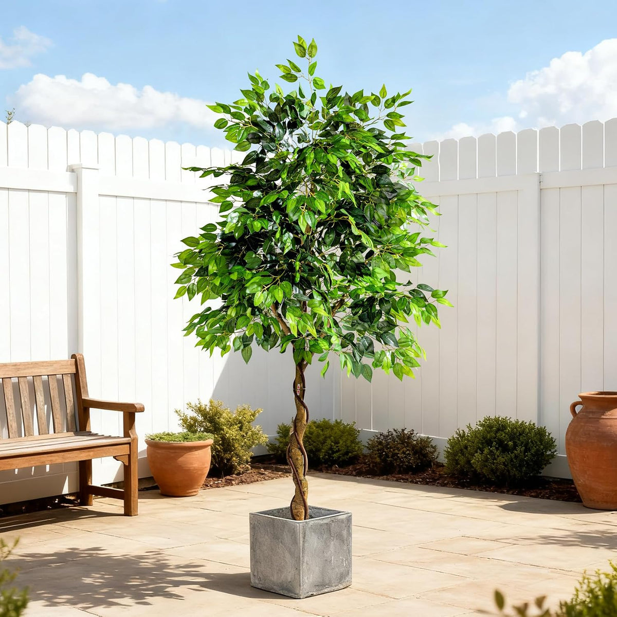 Erimda 7ft Artificial Ficus Tree for Home Decor, Faux Silk Plants Faux Plant Fake Silk Trees with Pot for Indoor House Living Room Office Garden