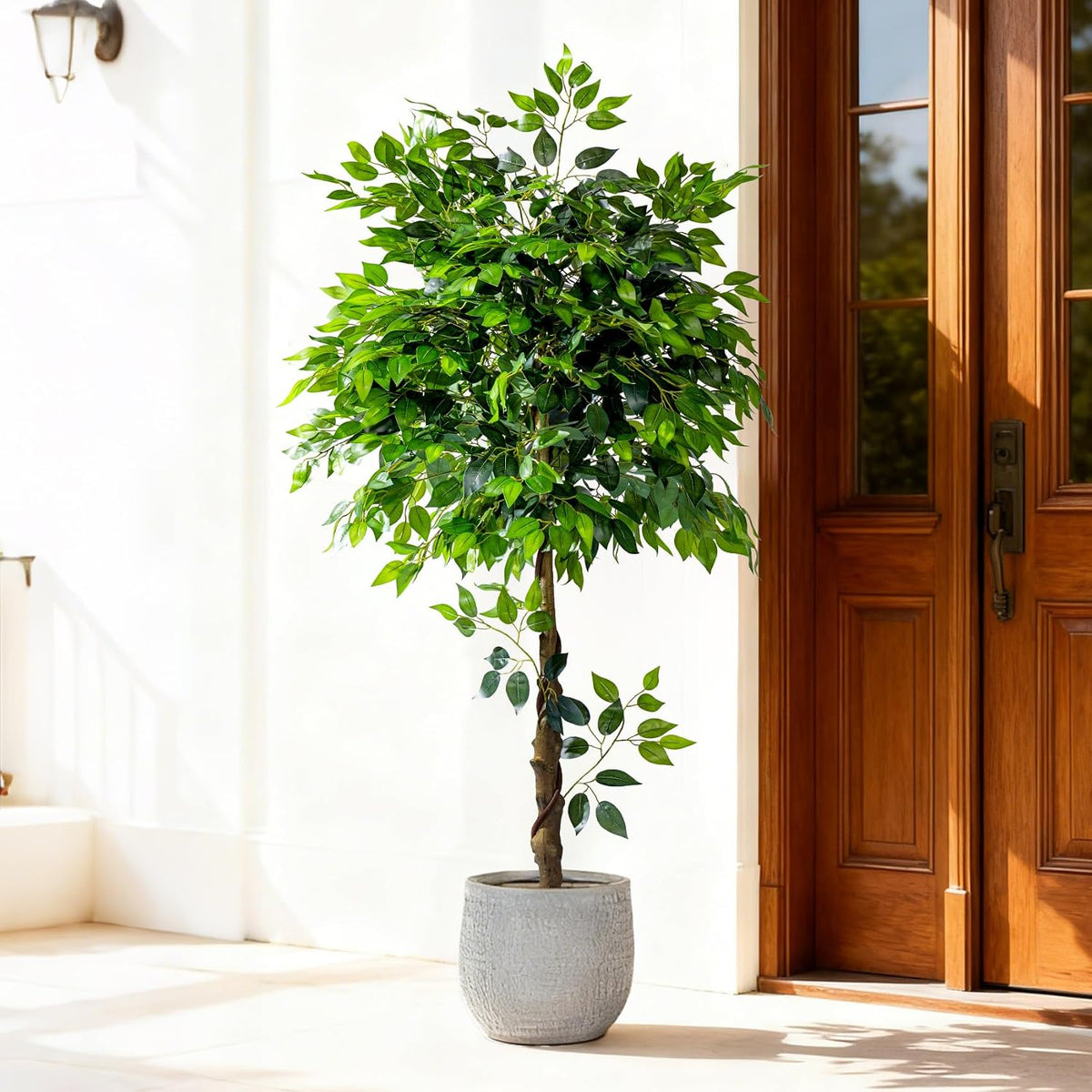 Erimda 7ft Artificial Ficus Tree for Home Decor, Faux Silk Plants Faux Plant Fake Silk Trees with Pot for Indoor House Living Room Office Garden