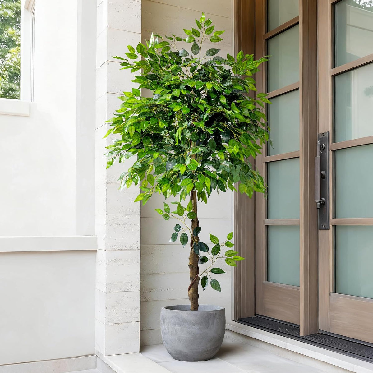 Erimda 7ft Artificial Ficus Tree for Home Decor, Faux Silk Plants Faux Plant Fake Silk Trees with Pot for Indoor House Living Room Office Garden